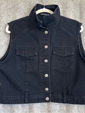 Emerson Lang XL Black Denim Vest Jacket Women